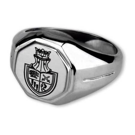 Signet ring made of stainless steel with an octagonal engraving area and your desired engravingl