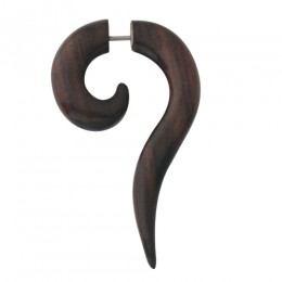 Pseudo piercing made of rosewood spiral, long