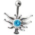 Belly button piercing made of surgical steel and silver, crystal insect