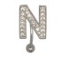 Belly button body jewelry piercing in ABC design with zirconia - letter N, 1.6x6mm / 1.6x8mm / 1.6x10mm / 1.6x12mm / 1.6x14mm