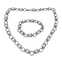 Necklace with bracelet made of stainless steel with clear zirconia.