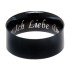 Stainless steel ring smooth and black PVD coated 8mm wide with individual engraving