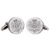 Round cufflinks made of matted stainless steel with engraving