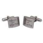 Cufflinks DISKRET made of matt stainless steel with engraving