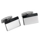 Cufflinks made of stainless steel, mirror-polished, 21x13mm, with onyx inlay
