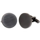 Round cufflinks made of stainless steel, black coated, round 18mm